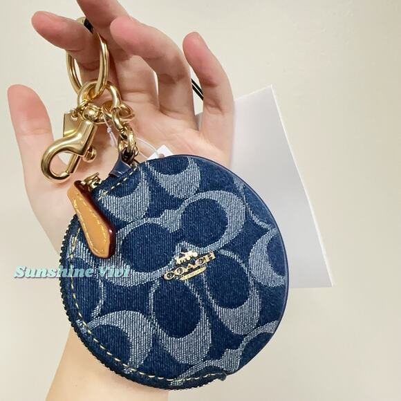 NWT Coach Circular Coin Pouch Bag Charm In Signature Denim CZ256 - Picture 5 of 5
